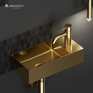 Lavabo Rectangular Dorado de Acero Inoxidable 304 <span class=keywords><strong>para</strong></span> Baño - Product Image 5