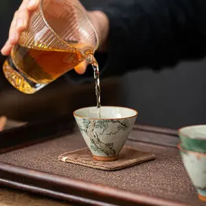Lukisan tangan keramik cangkir Master keramik cangkir teratai mangkuk teh Kung Fu Cina antik cangkir meditasi peralatan minum teh 60ml - Product Image 4