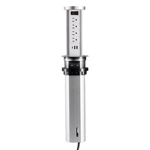 Regleta <span class=keywords><strong>de</strong></span> Aluminio para Mesa con 4 Tomas <span class=keywords><strong>de</strong></span> Corriente, 2 USB-A, 1 USB-C, Diseño Retráctil con Abrazadera para Cocina CN - Product Image 1