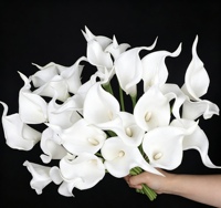 Fleur artificielle de calla blanche de haute qualité, toucher doux, en PU, pour mariage, arrangement de table, décoration intérieure/extérieure, vente en gros
