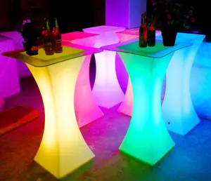 LG20170227-2 2020 New product Night Bar Restaurant Custom Colorful Plastic LED illuminated Cocktail Bar Table