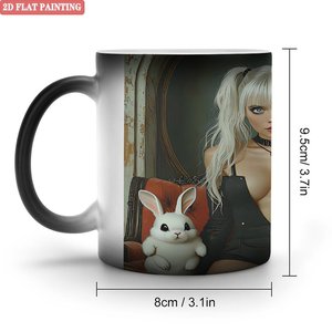 Frosted Black 11oz <b>Ceramic</b> <b>Mug</b> Heat Color Changing Cup With 2D Flat Painting Design - Product Image 1