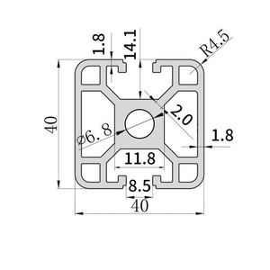 Profilé en alliage d'aluminium industriel norme européenne OB4040N2, tube carré à rainure scellée 40x40mm, profilé de cadre, découpe 6000 - Product Image 2