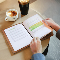 Couverture de menu en cuir A4 pour café Restaurant personnalisé Couverture de menu pour café et bar Porte-menu A4 pour boissons