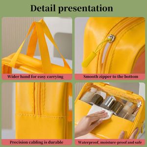 New Upgrade <b>Travel</b> <b>Makeup</b> <b>Bag</b> High Quality clear PVC Waterproof Toiletry Storage <b>Bag</b> Hanging <b>Makeup</b> Cosmetic <b>Bag</b> with Handle - Product Image 5