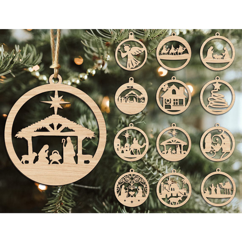 Factory Laser Carved Christmas Wooden Crafts