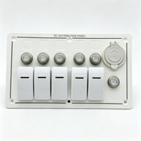 Panneau de commutation à bascule 5 interrupteurs en aluminium blanc pré-câblé avec indicateur LED rouge, disjoncteur et double prise USB 3.1A pour applications marines