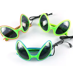 创意EL线发光二极管闪光塑料眼镜点亮玩具派对狂欢音乐会发光眼镜