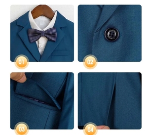 Costume de baptême pour enfants ensemble de vêtements blancs enfants tenue de smoking formelle robe nœud papillon Blazer Costume de Performance de fête - Product Image 4