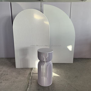 LISSE OME noir pvc rond gâteau affichage socle ensemble ondulation socle support pour fête mariage événement décor - Product Image 5