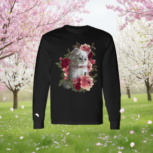 Camiseta de manga larga British Longhair Cat Rose Flower Spring Tree Lover - Product Image 3