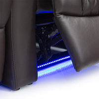 Sofá de Cine en Casa de Cuero Italiano Asiento de Teatro Cómodo Sillón Reclinable Eléctrico con Cargador Inalámbrico y Luces Led