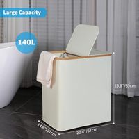 Panier à linge pliable en bambou 159L à double couvercle, personnalisable en usine, avec un design durable