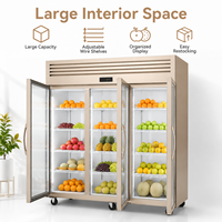 3-deurs glazen koelvitrine voor fruit en dranken, met dubbele koeling (lucht & direct) 2-8 ℃   Supermarkt