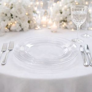 Platos de Plástico Transparente para Bodas, Fiestas y Cenas, 10.25 Pulgadas, Redondos, Desechables - Product Image 2