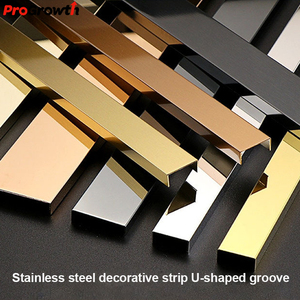 Foshan Materiales de construcción Perfiles de metal Esquinas Tira <span class=keywords><strong>Espejo</strong></span> Cara Zócalo y Techo Ranura en U Ribete Tira Herrajes para muebles - Product Image 5