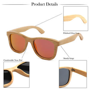 نظارات شمسية خشبية أنيقة بتصميم ريترو للجنسين للرجال والنساء نظارات شمسية بامبو صديقة للبيئة معاد تدويرها UV400 - Product Image 2