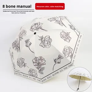 Nouveau style pastoral, <span class=keywords><strong>parapluie</strong></span> double couche en colle <span class=keywords><strong>de</strong></span> couleur <span class=keywords><strong>haut</strong></span> <span class=keywords><strong>de</strong></span> <span class=keywords><strong>gamme</strong></span>, léger et luxueux, imprimé <span class=keywords><strong>de</strong></span> roses, pour femmes, résiste aux rayons UV - Product Image 6