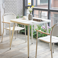 CDG Fauteuil contemporain en métal et bois au fini blanc Idéal pour les salles à manger et les terrasses