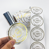 Logo de soins de la peau à impression personnalisée, étiquettes en feuille d'or clair pour bouteilles cosmétiques, rouleau d'autocollant Transparent