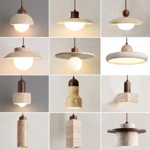 Wabi Sabi Travertine Mặt Dây Chuyền Ánh Sáng Thông Tư Đá Treo Đèn Đèn Phòng Ăn Đảo Cho Nhà Khách Sạn Biệt Thự Trang Trí Phòng - Product Image 1