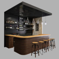 Comptoir de bar commercial en bois massif au design moderne pour restaurant, café, boutique
