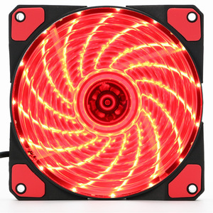 พัดลมเคส LED สีแดงขนาด 12 ซม. 120x120x25 มม. พร้อมไฟ 15 ดวงสำหรับระบายความร้อนคอมพิวเตอร์ - Product Image 1