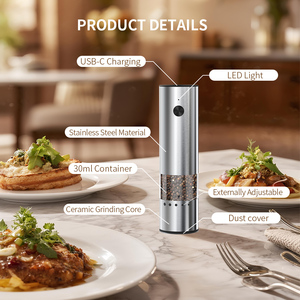 KLT Mini moulin à <span class=keywords><strong>poivre</strong></span> portable en métal et acier inoxydable Moulin à <span class=keywords><strong>poivre</strong></span> rechargeable Moulin à <span class=keywords><strong>poivre</strong></span> électrique - Product Image 6