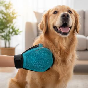 Guanto per toelettatura animali Yommy 2 in 1 reversibile per spazzolare, massaggiare e rimuovere il pelo - Product Image 3