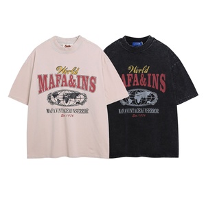 เสื้อยืดแขนสั้นยูนิเซ็กส์สไตล์อเมริกันวินเทจ ผ้าฝ้าย 100% ล้างสีแล้ว พิมพ์ลาย 3 มิติ ทรงปกติ สตรีทแวร์ สำหรับฤดูร้อน สไตล์เรโทรลำลอง - Product Image 1