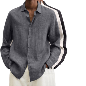 Camicia Casual da <span class=keywords><strong>Uomo</strong></span> in Maglia di Cotone a Maniche Lunghe con Scollo a V, Tinta Unita, Traspirante, Vestibilità Ampia, Semplice, per la Primavera - Ingrosso di Fabbrica - Product Image 6