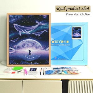 ภาพวาดเพชรรูปวาฬแบบเจาะกลม DIY ศิลปะตกแต่งผนังรูปสัตว์ ภาพวิวทิวทัศน์กรอบสี่เหลี่ยมผืนผ้า - Product Image 2