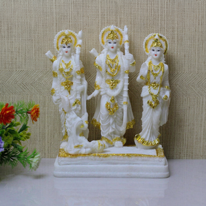 Marble Dust Ram Darbar <b>Statue</b> | Lord Ram Sita Lakshman Hanuman Idol | Resin Handmade Art Deco Hindu Home Temple Decor | - Product Image 1
