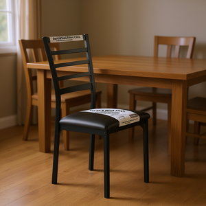 Sedia da Pranzo Casual con Finitura Nera, Struttura in Metallo, Rivestimento in Ecopelle, Design Moderno, Arredamento per la Casa - Product Image 2