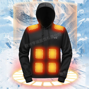Sweat-shirt chauffant électrique à capuche pour homme, en polyester et coton tricoté, chaud pour l'hiver, vêtement d'extérieur avec deux zones de contrôle. - Product Image 3