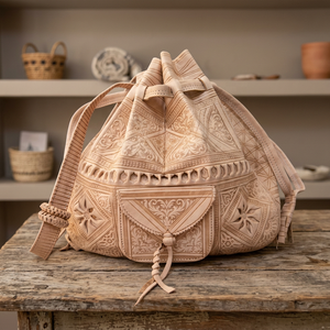 Mochila de Cuero Genuino Hecha a Mano con Cierre de Cordón, Estilo Clásico, Bolsa de Viaje Resistente para Mujer - Product Image 2