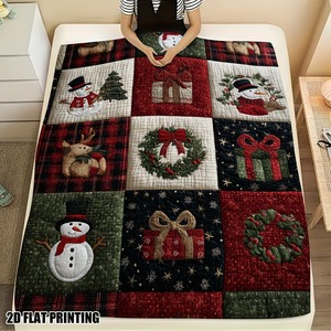 Christmas Print Throw <b>Blanket</b> Rectangular Polyester Cotton Cozy <b>Warm</b> Home Decor Winter Classic Style Custom Printing Logo - Product Image 2