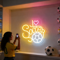Neonawall I Love SOCCER LED-Neonschild USB-Betrieben Dimmbare Neonlichter für Fans Bar Café Zimmer Party Weihnachtsgeschenk Dekoration