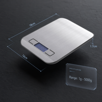 Báscula Digital de Cocina de Acero Inoxidable, Báscula Electrónica de Alimentos de Alta Precisión con Pantalla LCD Retroiluminada para Preparación de Café Gourmet