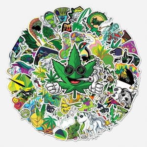 雑草の葉っぱグラフィティステッカー Hlmブランド ビニール素材 ノートパソコン、荷物、車、スケートボード用 防水仕様 カスタマイズ可能 - Product Image 1