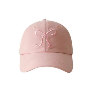 Korean Style Bow 6-Panel 100% Cotton Adjustable Baseball Cap Girl Sweet Cute Romantic pink <b>Hat</b> Versatile Soft - Product Image 5