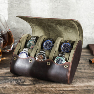 6スロットレザーウォッチトラベルケースロールヴィンテージエッグシェイプウォッチケースオーガナイザーラグジュアリーウォッチコレクションボックスCF1190 - Product Image 1