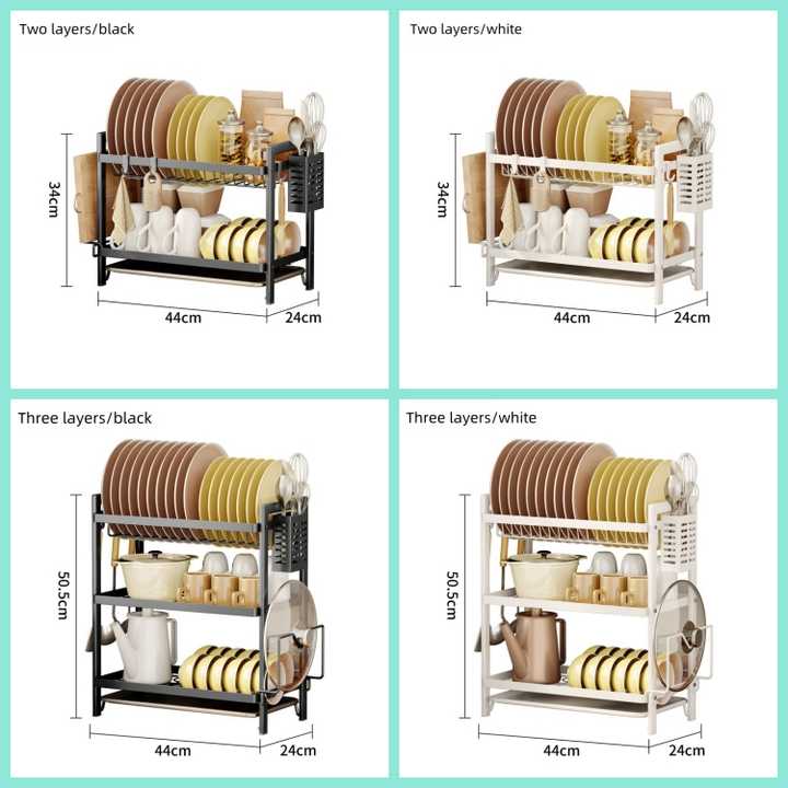 2-Tier Dish Drying Rack With Drainboard Set Storage Holders & Racks for ...