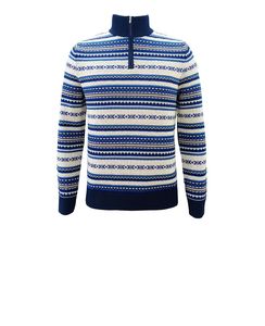 Suéter de punto Fair Isle con media cremallera para hombre, jersey nórdico de invierno, suéter navideño - Product Image 4