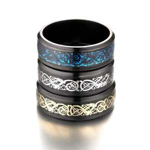 Low Price Couple <b>Rings</b> Jewelry Multicolor 8mm Width Titanium Stainless Steel Celtic Dragon <b>Ring</b> for Men Women - Product Image 4