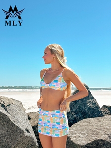 Новый модный женский сексуальный комплект бикини из 3 предметов MLY <span class=keywords><strong>2026</strong></span>: купальник-халтер, бразильские стринги, пляжная одежда из специальной ткани - Product Image 3
