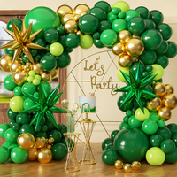 Kit d'arche de guirlande de ballons étoiles dorées vert foncé, ballons en latex avec confettis, décoration pour mariage, anniversaire, baby shower