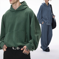 Ensemble de vêtements de sport pour homme avec logo personnalisé, coton 360g, noir uni, sweat à capuche oversize en molleton Eggshell, pantalon de survêtement incurvé