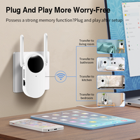 Amplificador de WiFi de 300 Mbps de Fácil Configuración con Dos Antenas Externas, Extensor de WiFi de 2.4G, Repetidor con Cobertura de 80-120 m² para Uso en el Hogar/Oficina