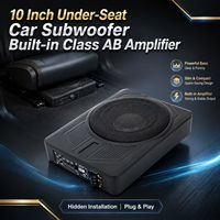 Subwoofer actif sous siège pour voiture, 10 pouces, 500W, haut-parleur de basses fin, entrée RCA haute qualité, amplificateur 12V